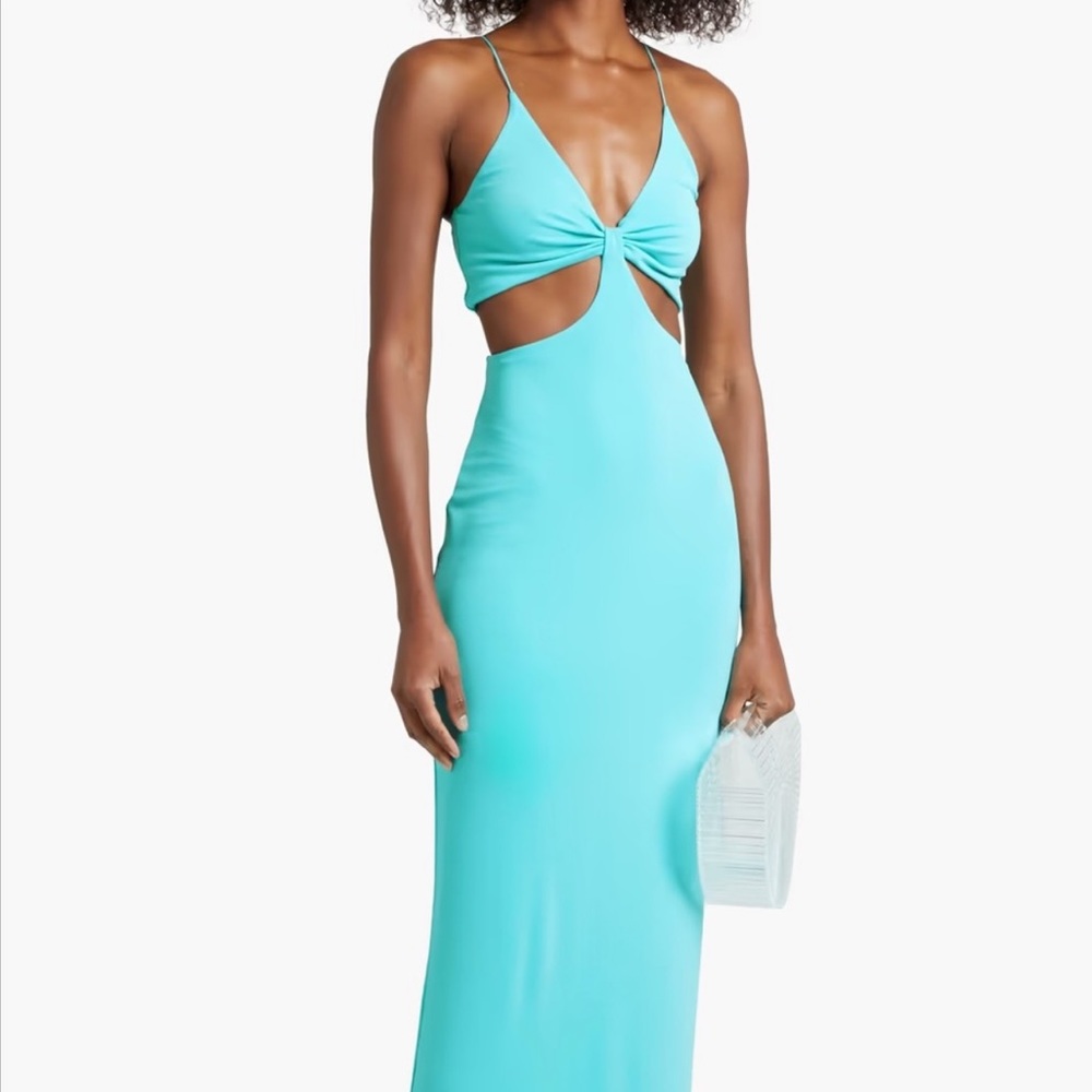 NWT Alice & Olivia Havana Cut Out Maxi Dress in Aqua